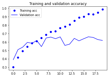 Output 3. Model 1 - Training and validation accuracy curves.